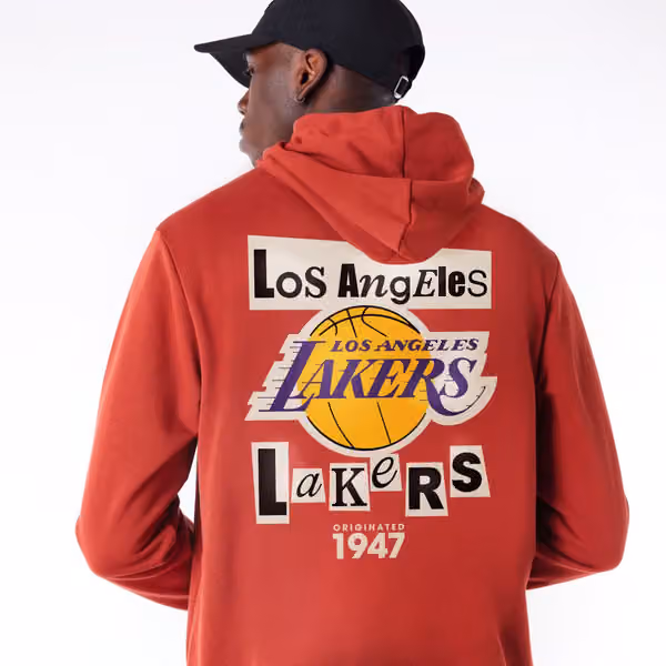 Los Angeles Lakers Newspaper Script New Era NBA Hoodie Red view 5