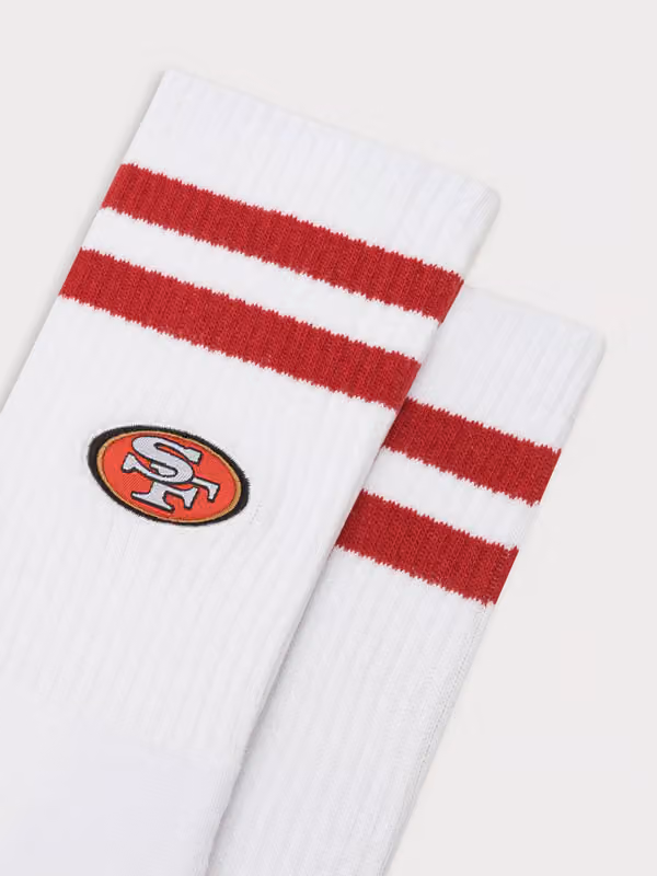 San Francisco 49ers L&L '90 Classics NFL Crew Socks White view 2