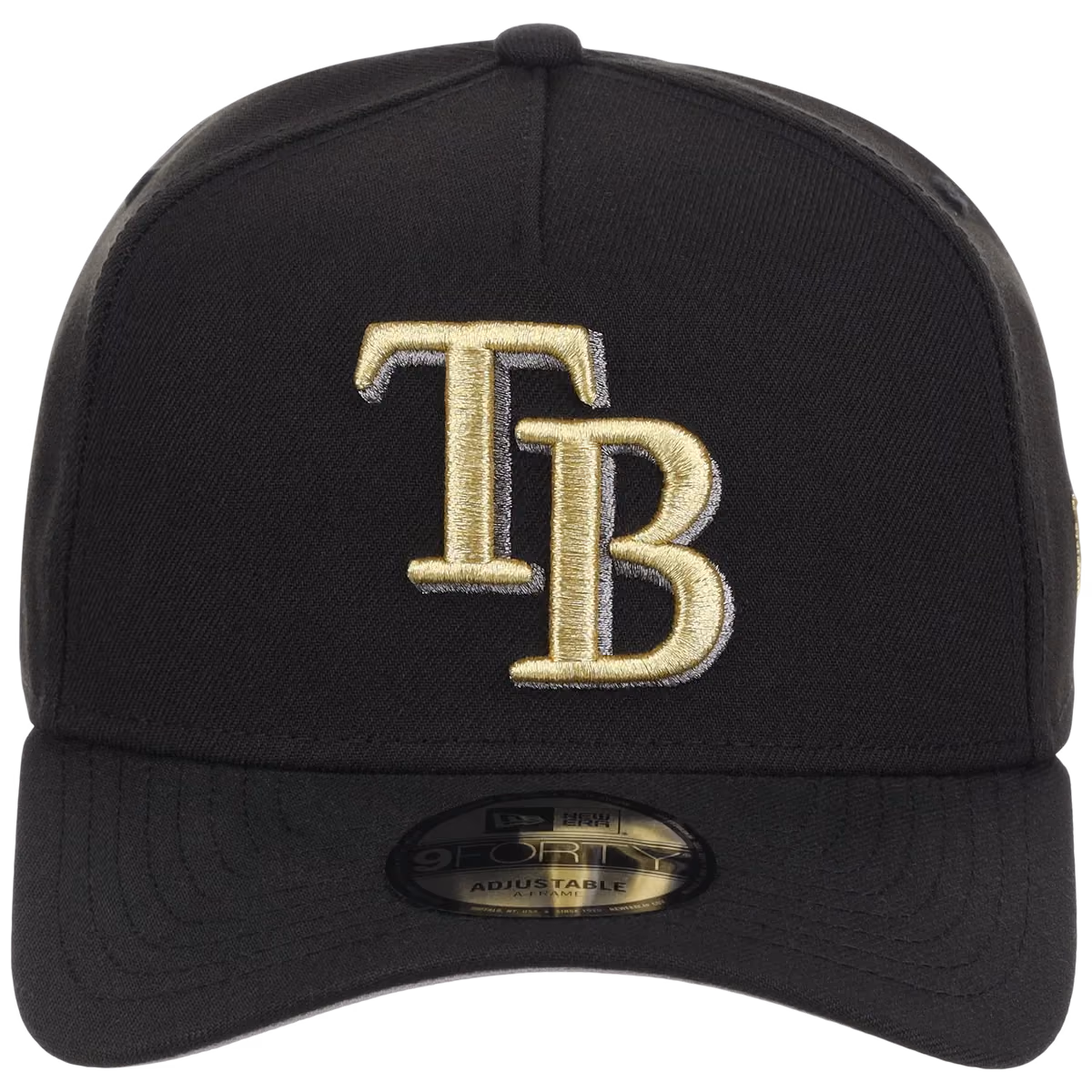 Tampa Bay Rays MLB Black x Gold FASHION CORE New Era 9FORTY A-Frame detail view