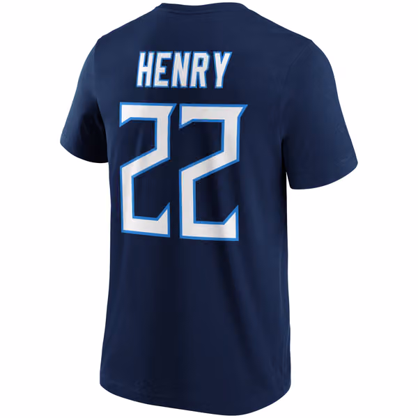 Derrick Henry #22 Tennessee Titans Iconic Player NFL T-Shirt Navy view 3