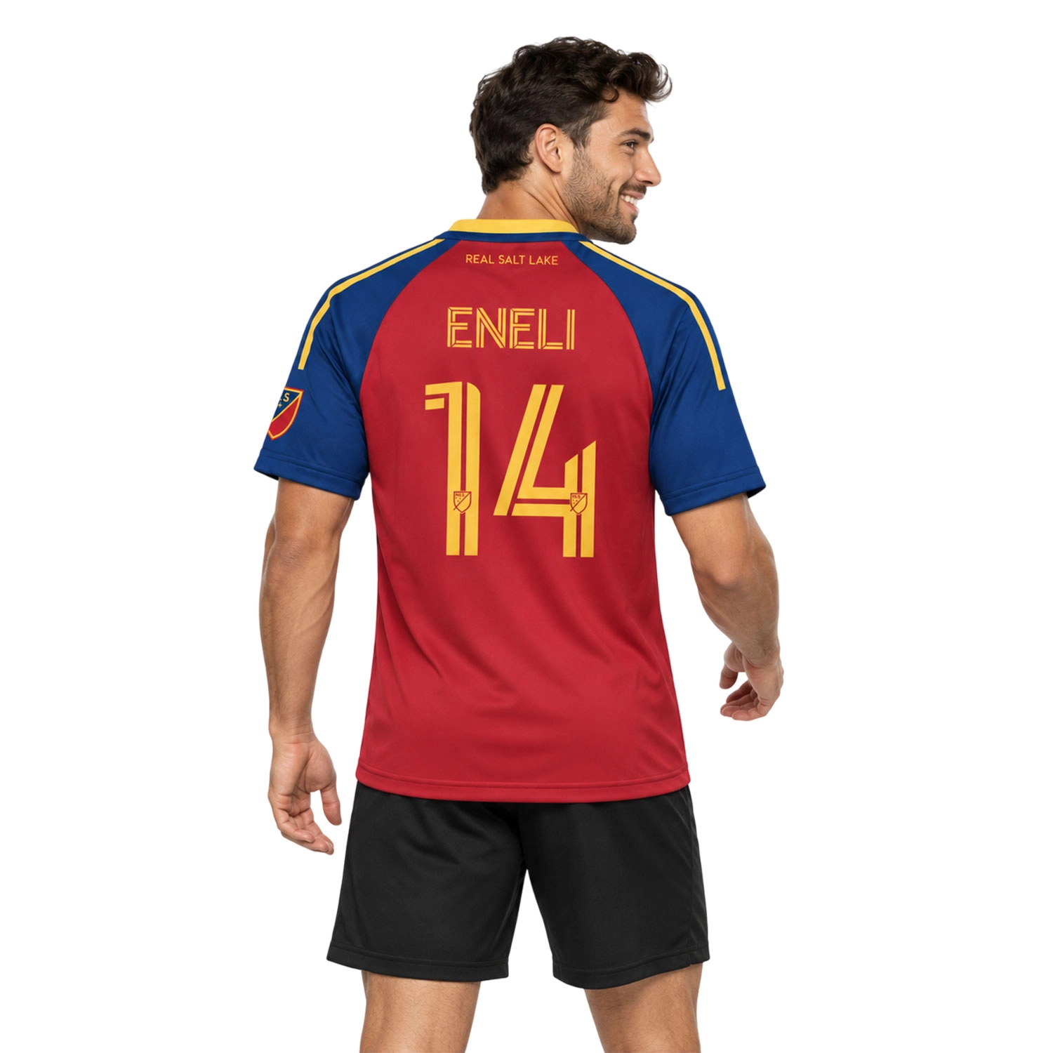 Emeka Eneli RSL Hoops Jersey Powerful Red Blue Stripes