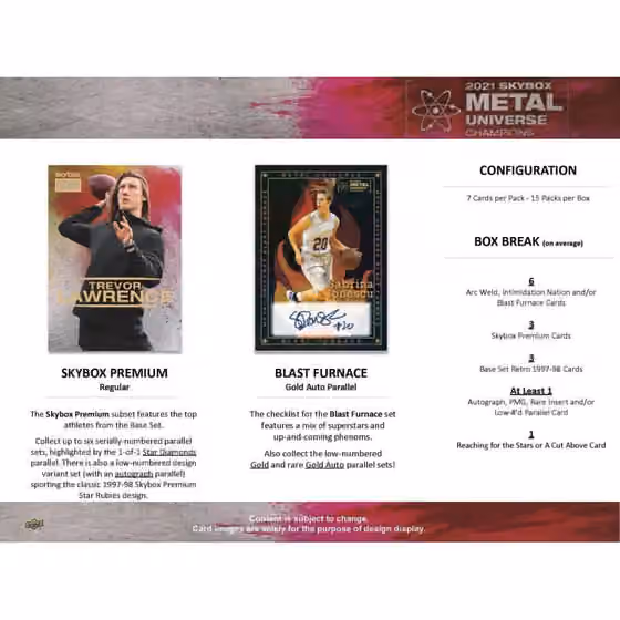 2021 Upper Deck Skybox Metal Universe Champions Hobby Box view 4