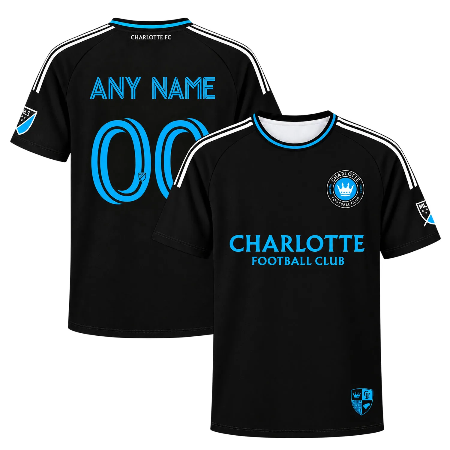 Men's Charlotte FC Black Jersey Custom Player Elite Style