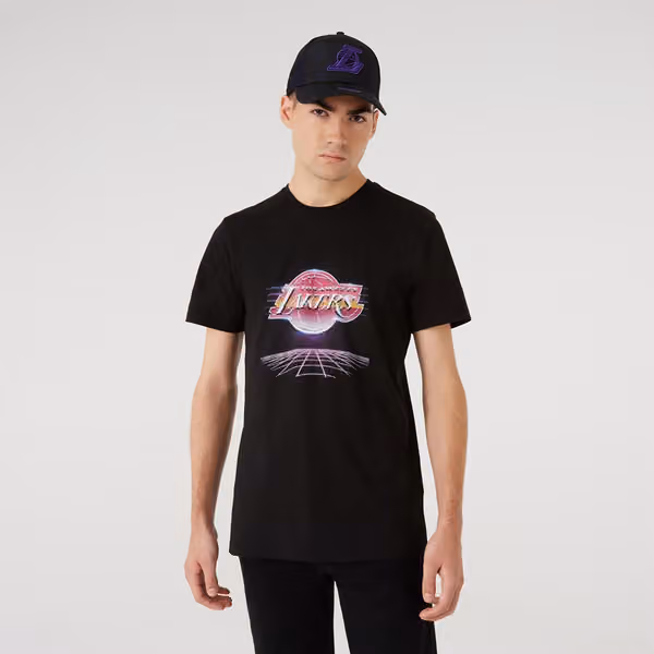 Los Angeles Lakers Futuristic New Era NBA T-Shirt Black view 1