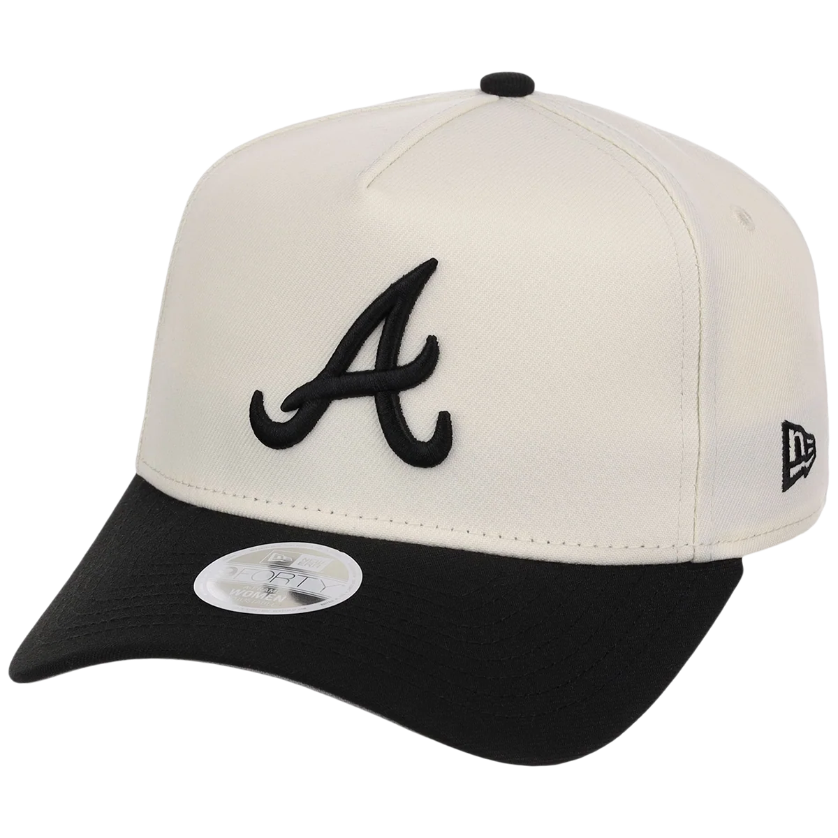 Atlanta Braves Women's New Era 9FORTY Chrome x Black A-Frame detail view