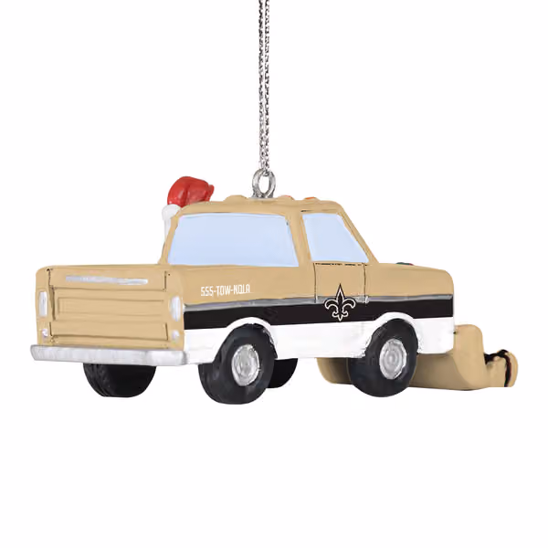 New Orleans Saints NFL Snow Plow Truck Christmas Ornament view 2
