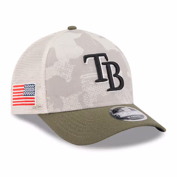 Tampa Bay Rays 2025 MLB Armed Forces 9FORTY M-Crown A-Frame Snapback Cap product photo