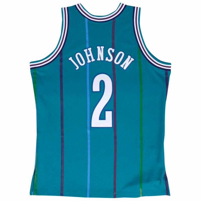 Larry Johnson #2 Charlotte Hornets 1992-93 Mitchell & Ness Swingman NBA Jersey Teal view 2