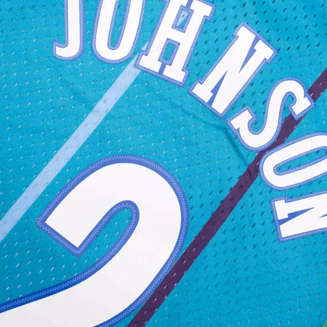 Larry Johnson #2 Charlotte Hornets 1992-93 Mitchell & Ness Swingman NBA Jersey Teal view 4