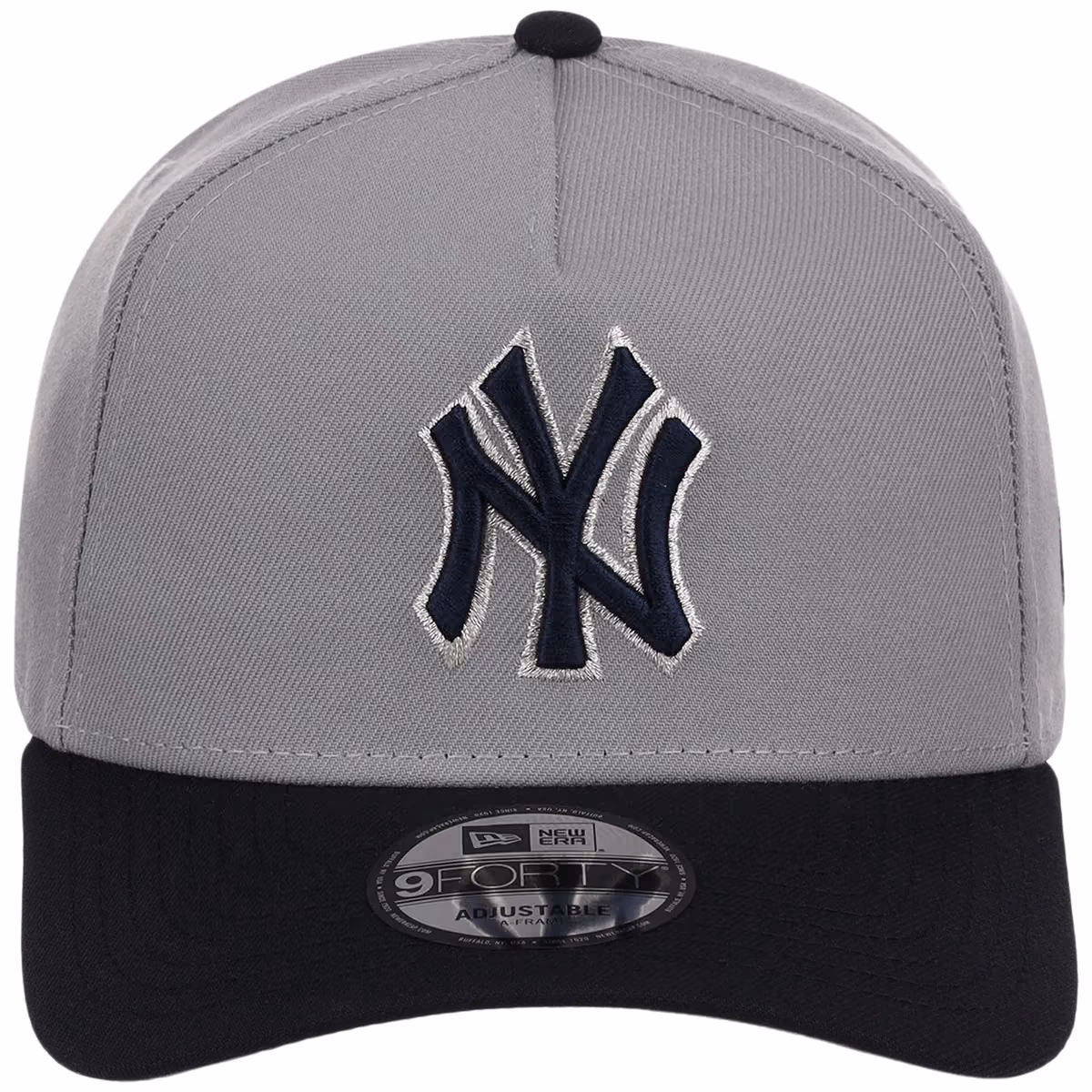New York Yankees MLB Gray OTC FASHION CORE New Era 9FORTY A-Frame detail view
