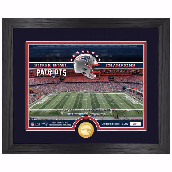 New England Patriots Team Stadium Bronze Coin Framed NFL Photo view 1