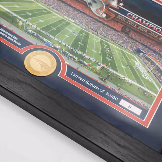 New England Patriots Team Stadium Bronze Coin Framed NFL Photo view 2