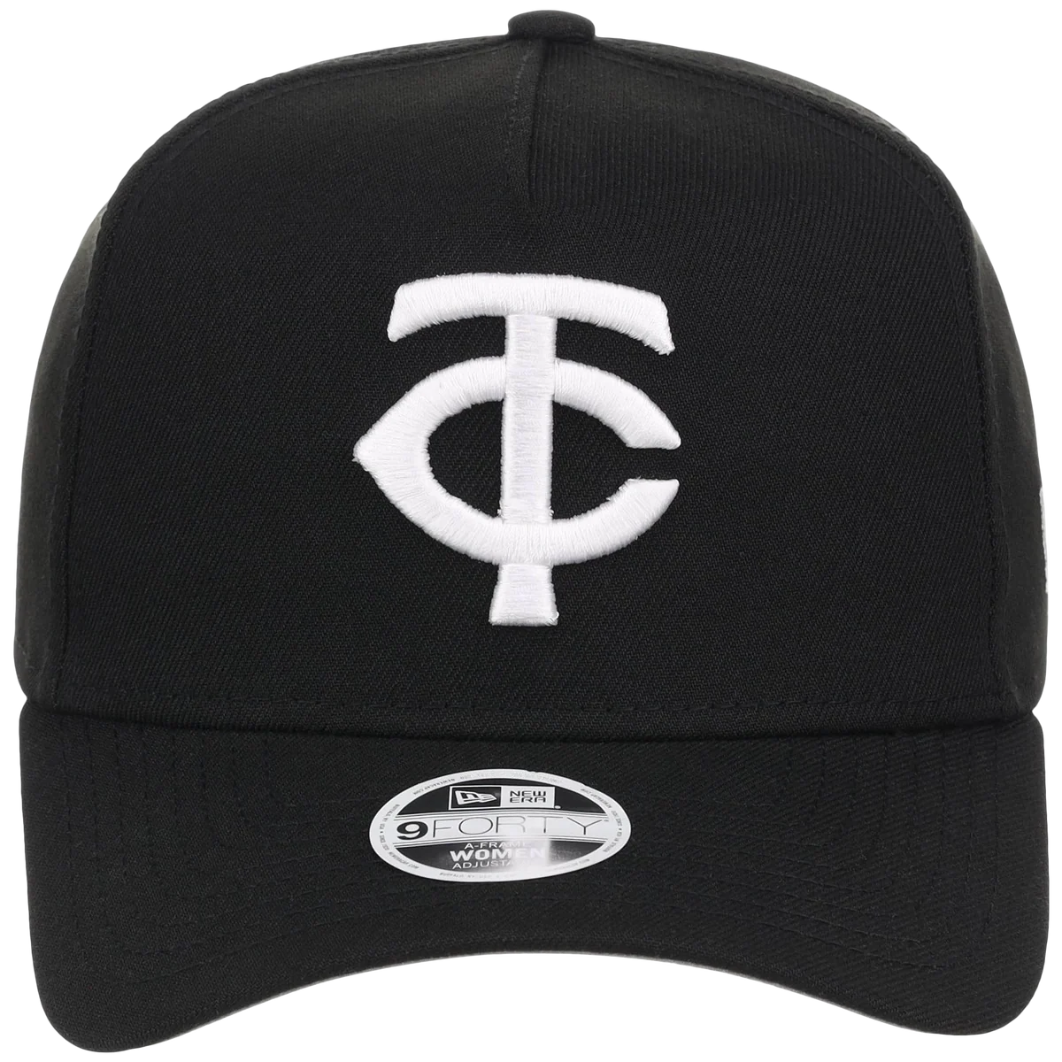 Minnesota Twins Women's New Era 9FORTY Black A-Frame detail view