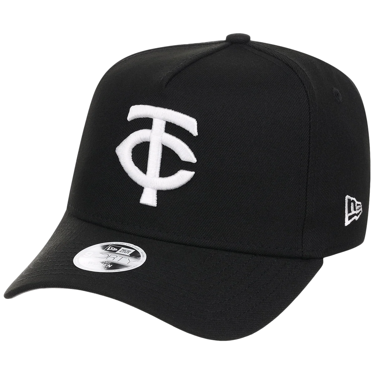 Minnesota Twins Women's New Era 9FORTY Black A-Frame detail view