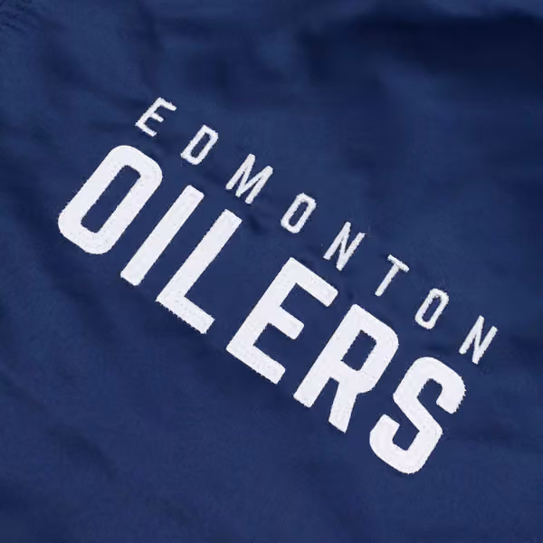 Edmonton Oilers Heavyweight Satin Mitchell & Ness NHL Jacket Navy view 3