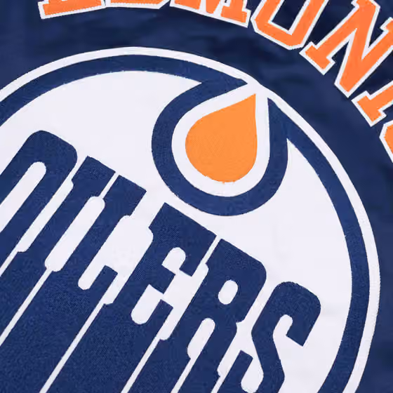 Edmonton Oilers Heavyweight Satin Mitchell & Ness NHL Jacket Navy view 4