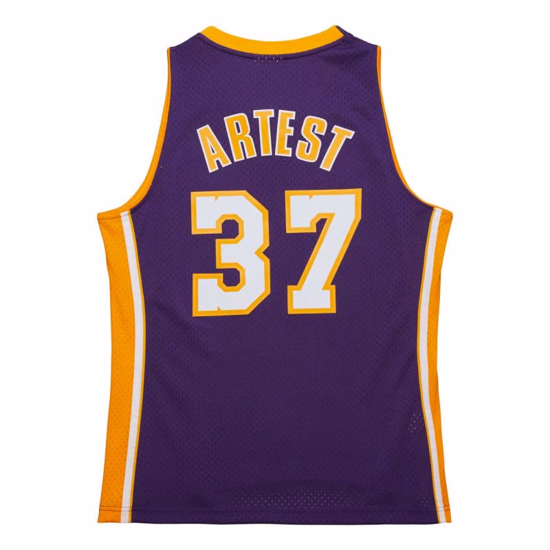 Ron Artest #37 Los Angeles Lakers 2009-10 Mitchell & Ness Swingman NBA Jersey Purple view 2