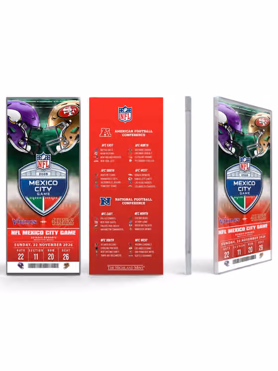 2026 NFL Mexico City Game Vikings vs 49ers Acrylic Ticket view 1