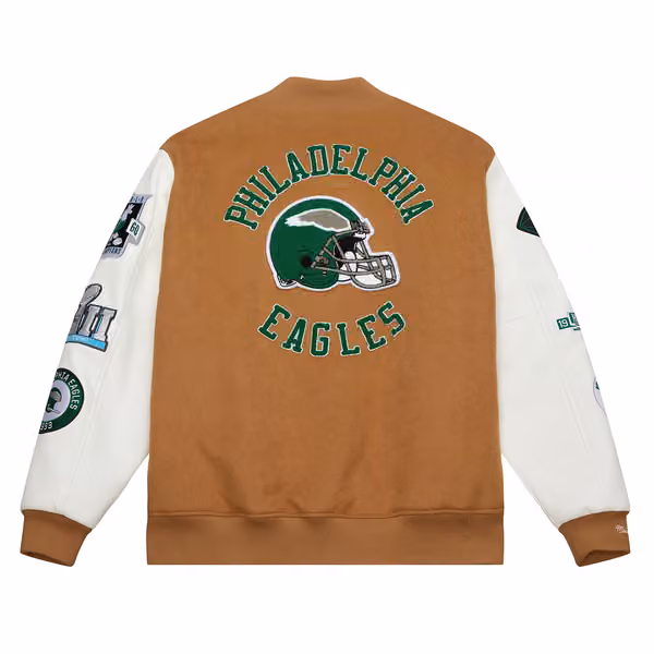 Philadelphia Eagles Dusted Varsity NFL Jacket Brown/Cream view 2