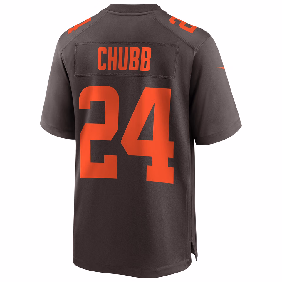 Nick Chubb #24 Cleveland Browns Nike Game NFL Jersey Alternate Brown view 3