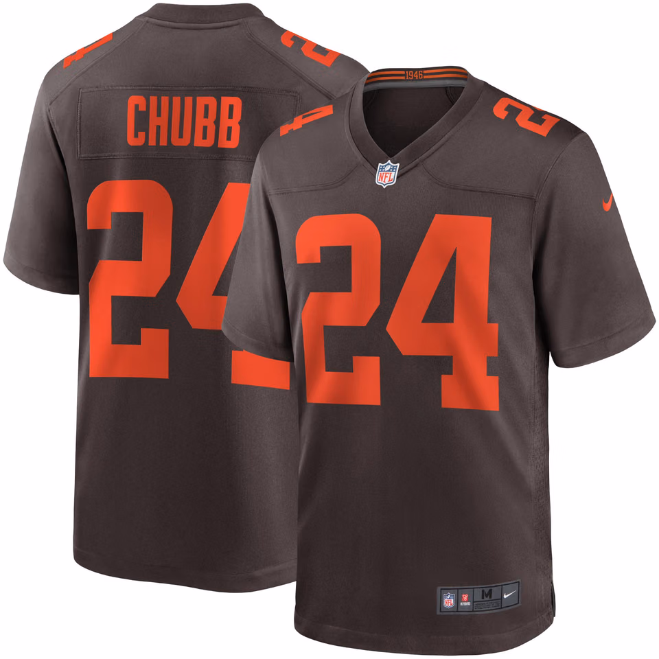 Nick Chubb #24 Cleveland Browns Nike Game NFL Jersey Alternate Brown view 1