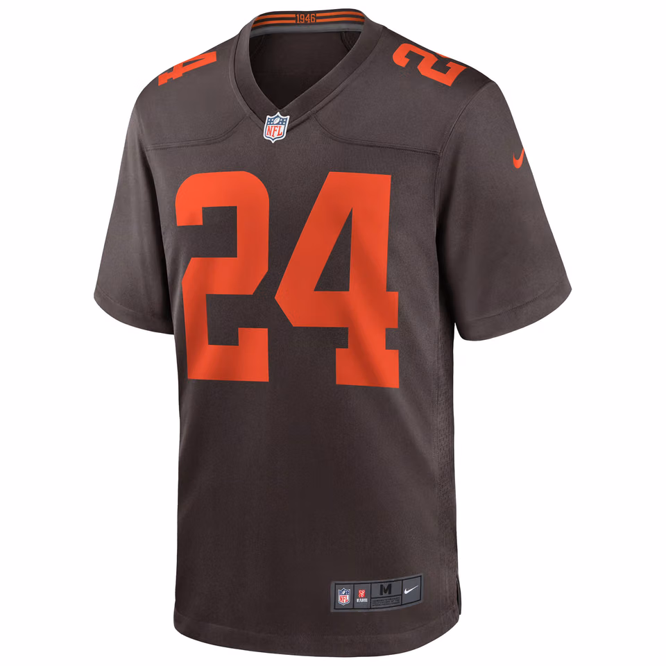 Nick Chubb #24 Cleveland Browns Nike Game NFL Jersey Alternate Brown view 2