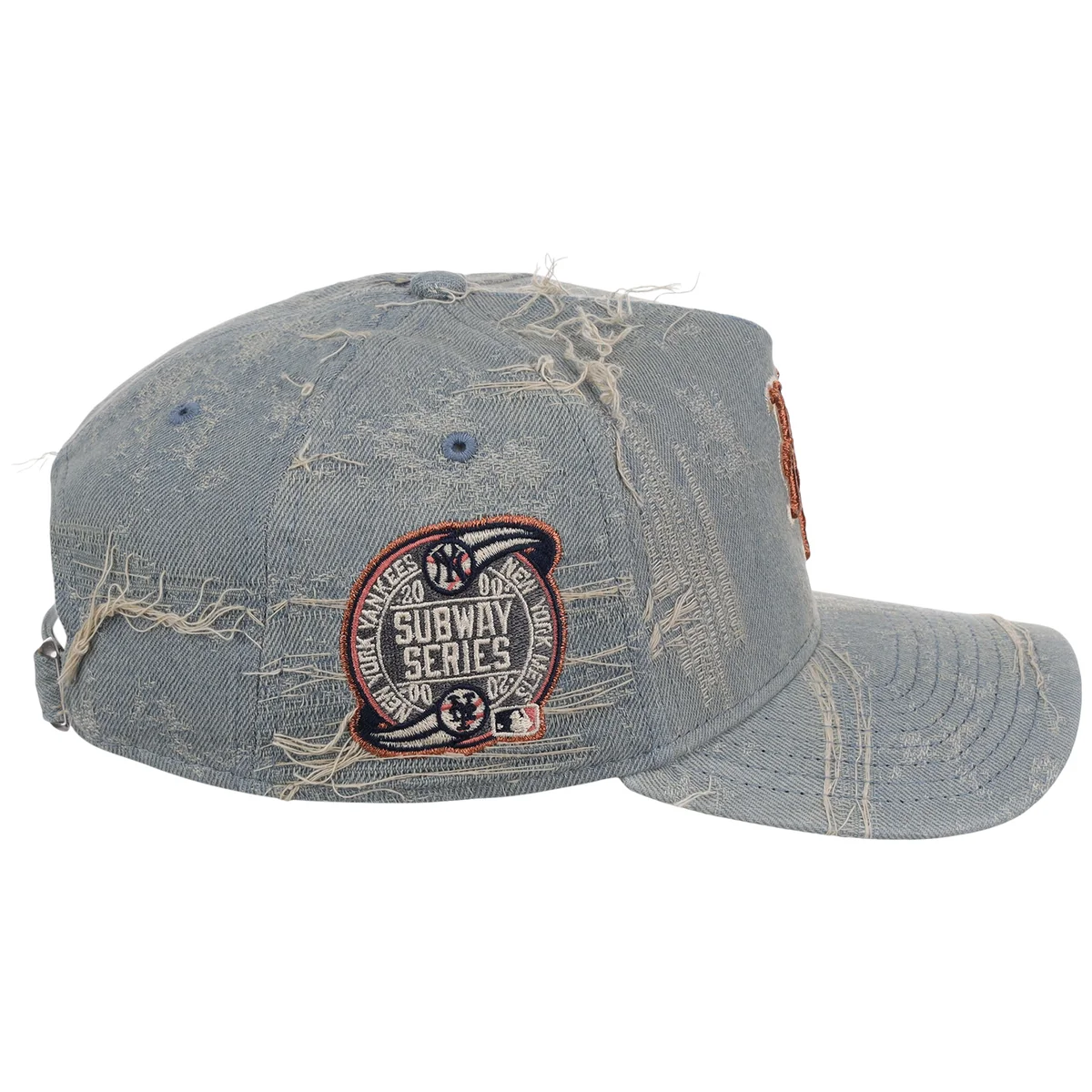 New York Mets MLB Oxidized Denim New Era 9FORTY A-Frame detail view