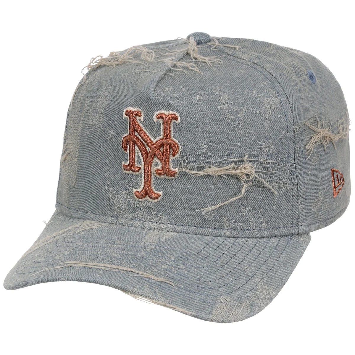 New York Mets MLB Oxidized Denim New Era 9FORTY A-Frame detail view