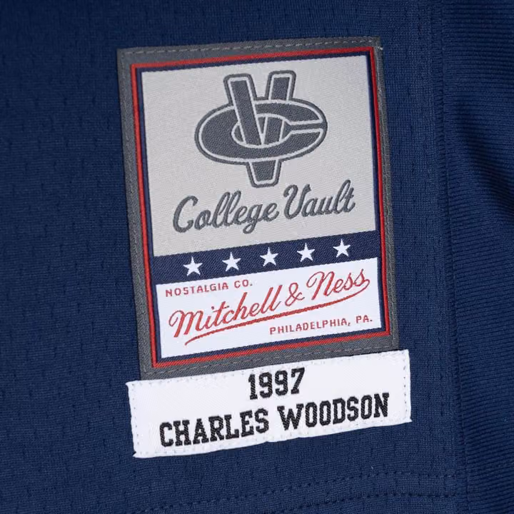 Charles Woodson #2 Michigan Wolverines 1997 Mitchell & Ness Legacy NCAA Jersey Navy view 3