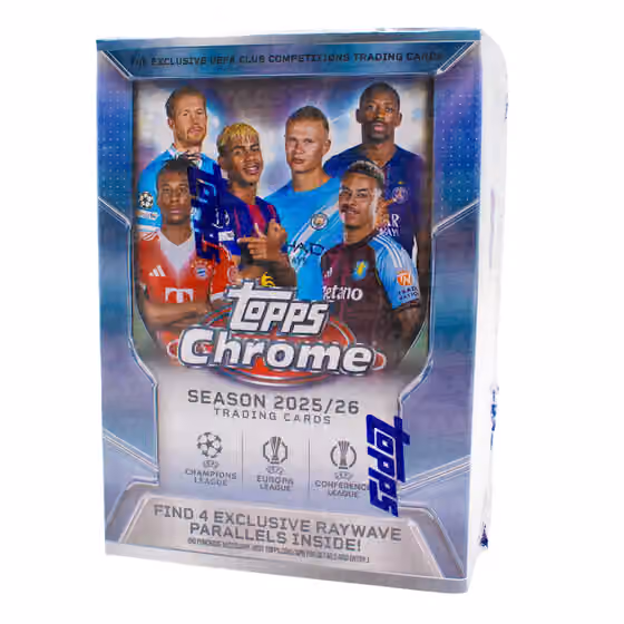 2025/26 Topps Chrome UEFA Club Competitions Football Blaster Box view 1