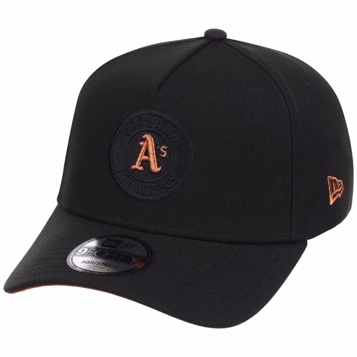 Oakland Athletics MLB Black x Rust FASHION CORE New Era 9FORTY A-Frame detail view