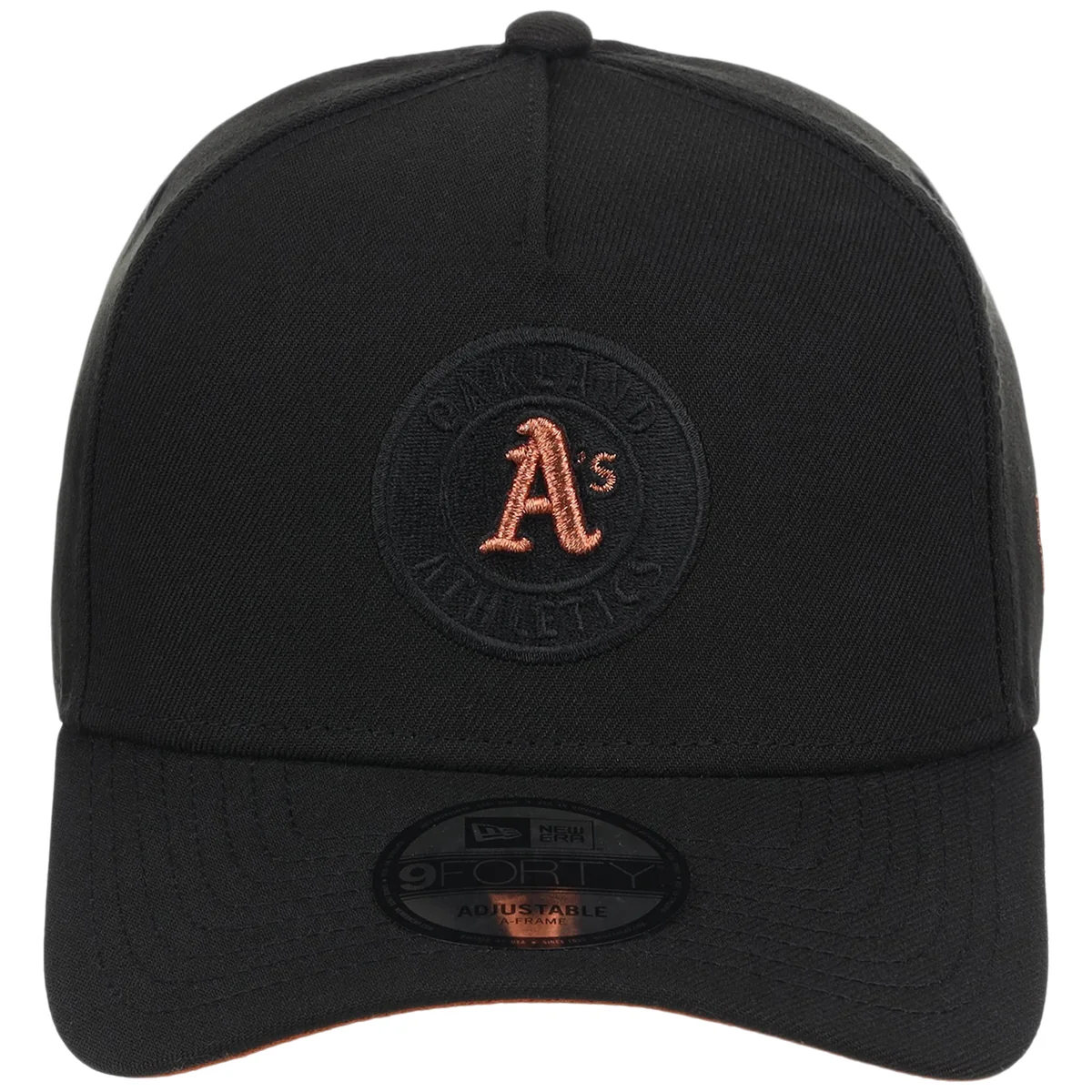 Oakland Athletics MLB Black x Rust FASHION CORE New Era 9FORTY A-Frame detail view