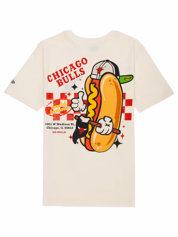 Chicago Bulls Ballpark Hot Dog Oversized NBA T-Shirt Cream view 3
