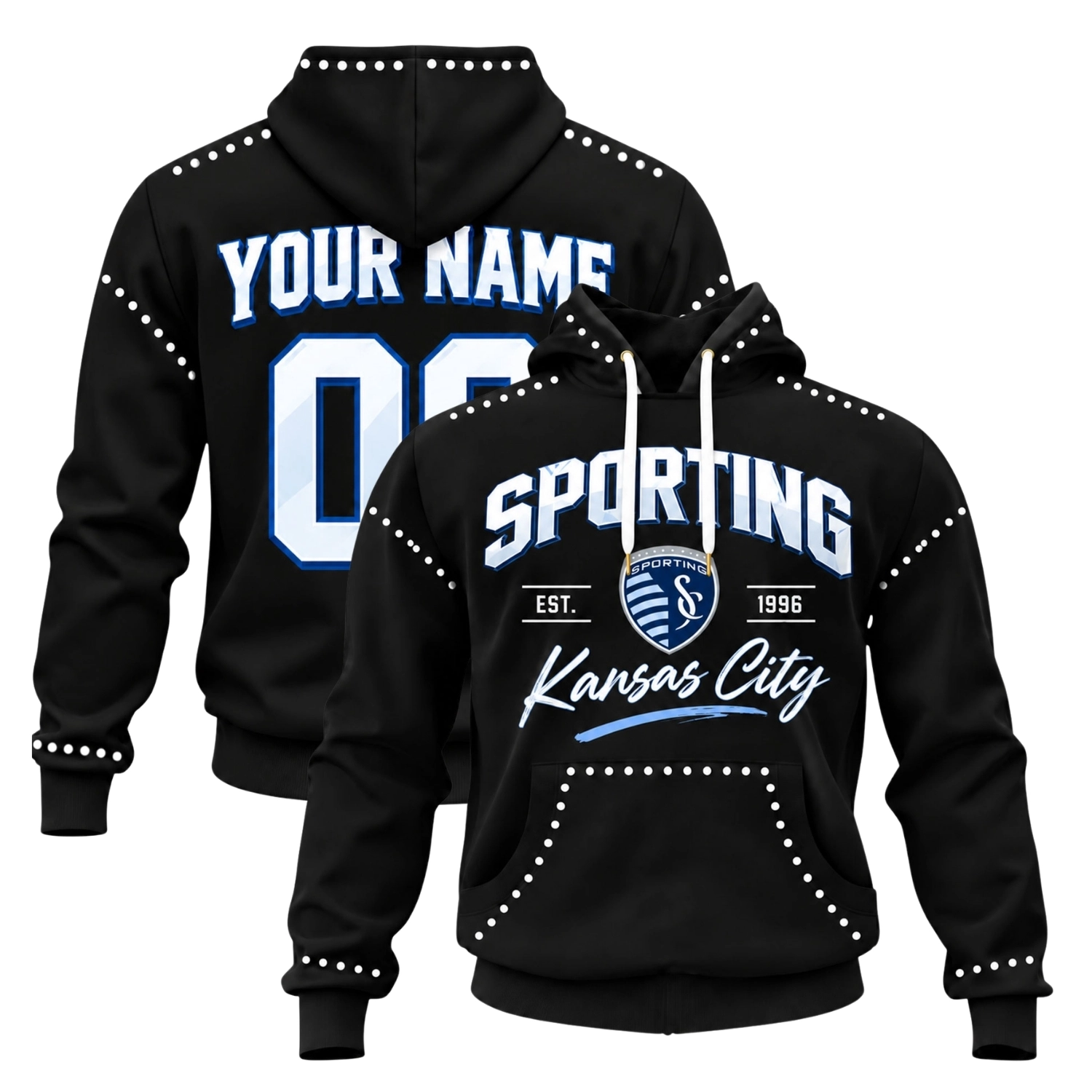 SKC Hoodie Dynamic Black Soccer Graphic