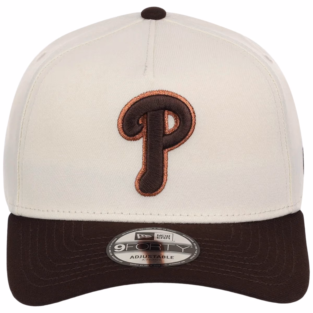 Philadelphia Phillies MLB Chrome x Burnt Wood FASHION CORE New Era 9FORTY A-Frame detail view