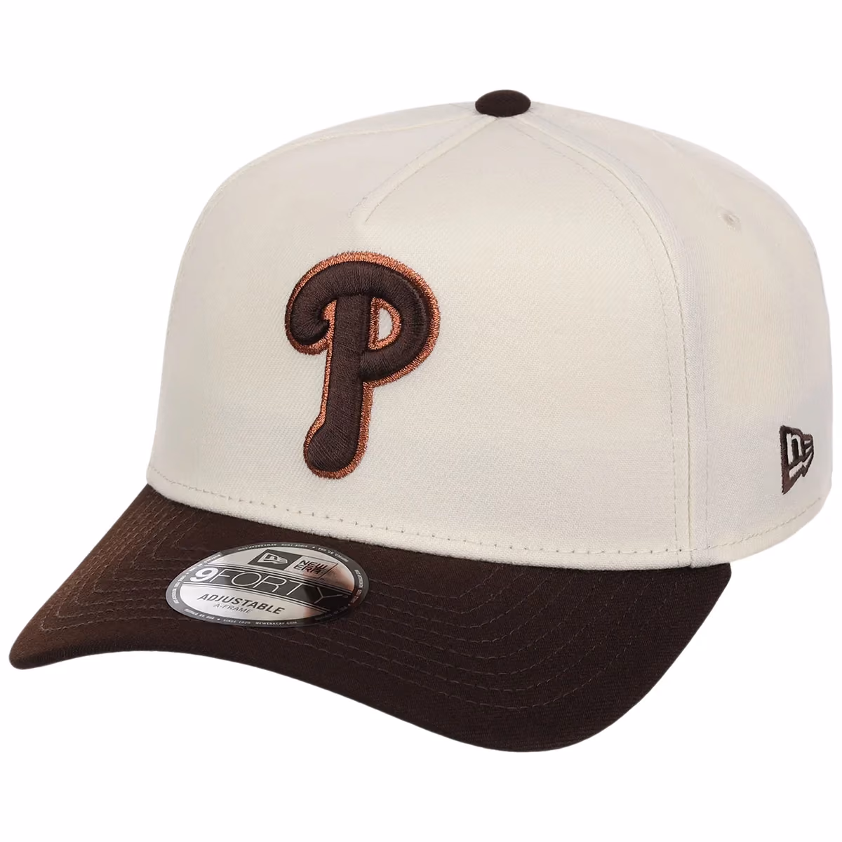 Philadelphia Phillies MLB Chrome x Burnt Wood FASHION CORE New Era 9FORTY A-Frame detail view