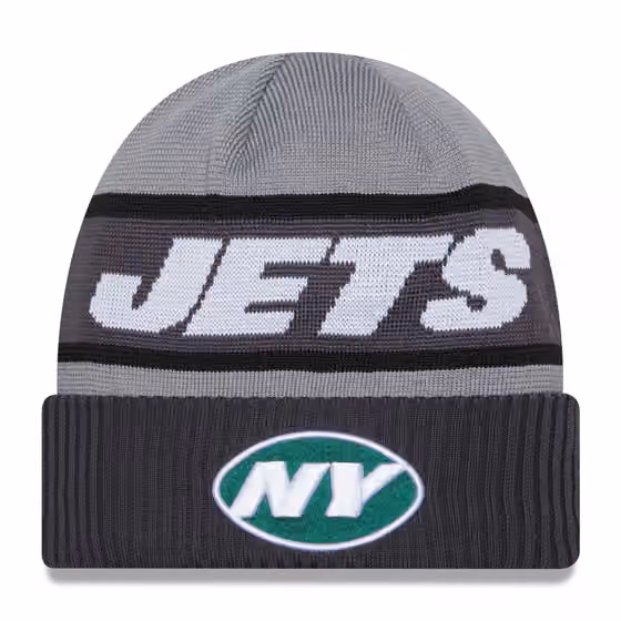 New York Jets 2023 NFL Sideline New Era Tech Knit Beanie Gray product photo