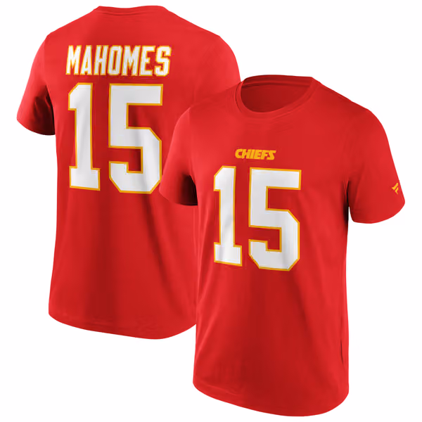 Patrick Mahomes #15 Kansas City Chiefs Iconic Player NFL T-Shirt Red view 1