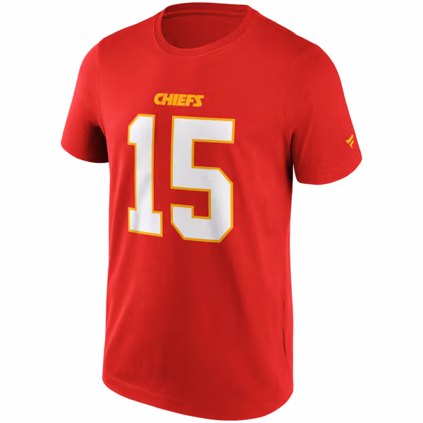 Patrick Mahomes #15 Kansas City Chiefs Iconic Player NFL T-Shirt Red view 2