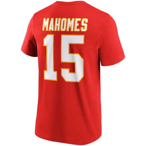 Patrick Mahomes #15 Kansas City Chiefs Iconic Player NFL T-Shirt Red view 3