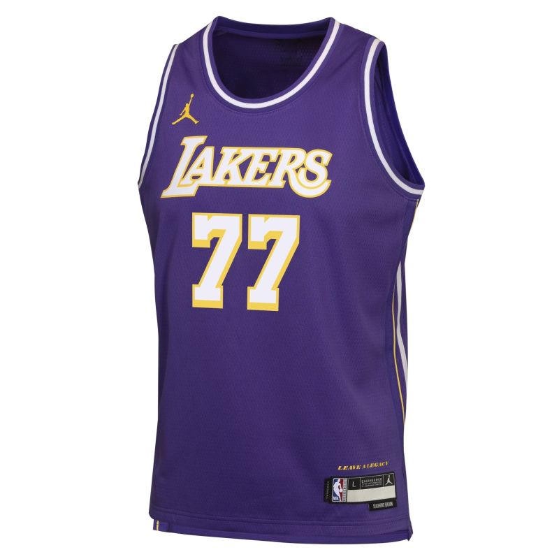 Luka Dončić #77 Los Angeles Lakers Statement Swingman NBA Jersey Purple (YOUTH) view 2