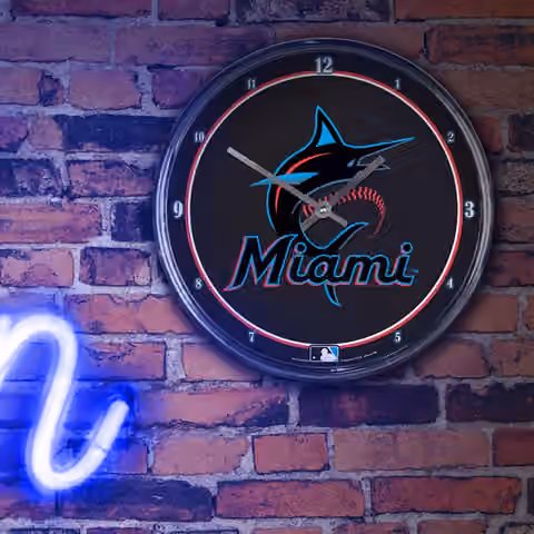 Miami Marlins WinCraft Chrome MLB Wall Clock view 3