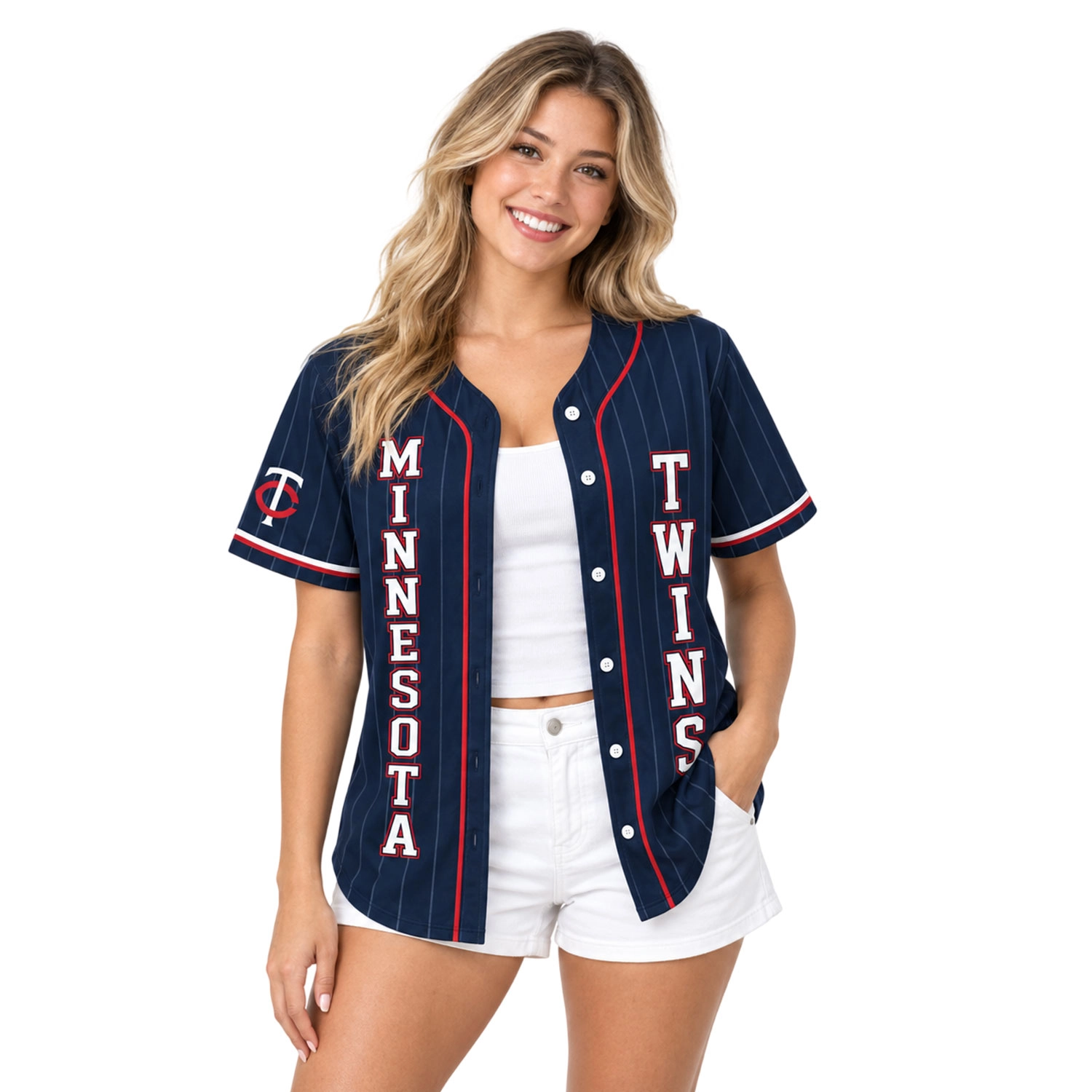 Minnesota Twins Custom Jersey Navy Pinstripe Brilliant