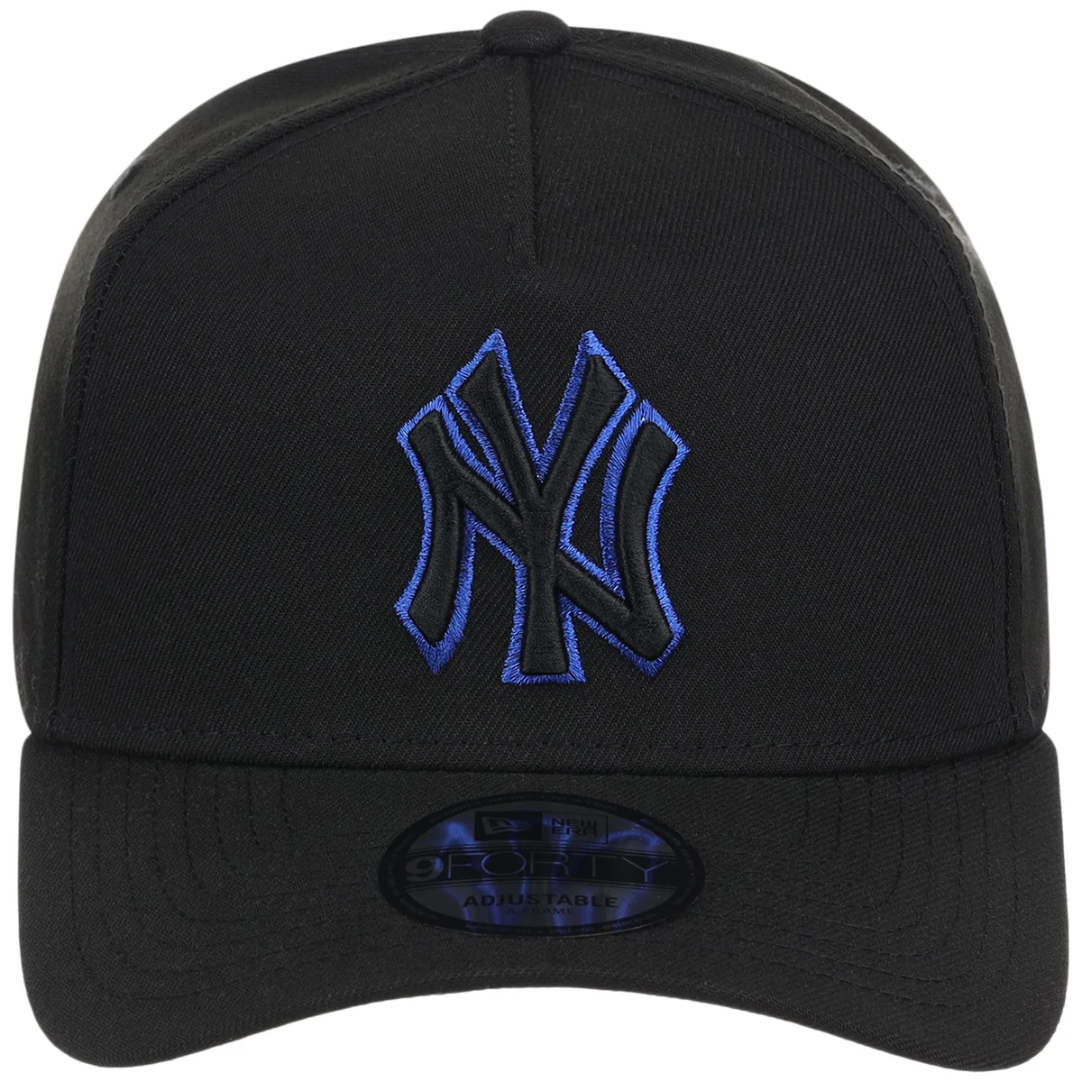 New York Yankees MLB Black x Royal FASHION CORE New Era 9FORTY A-Frame detail view