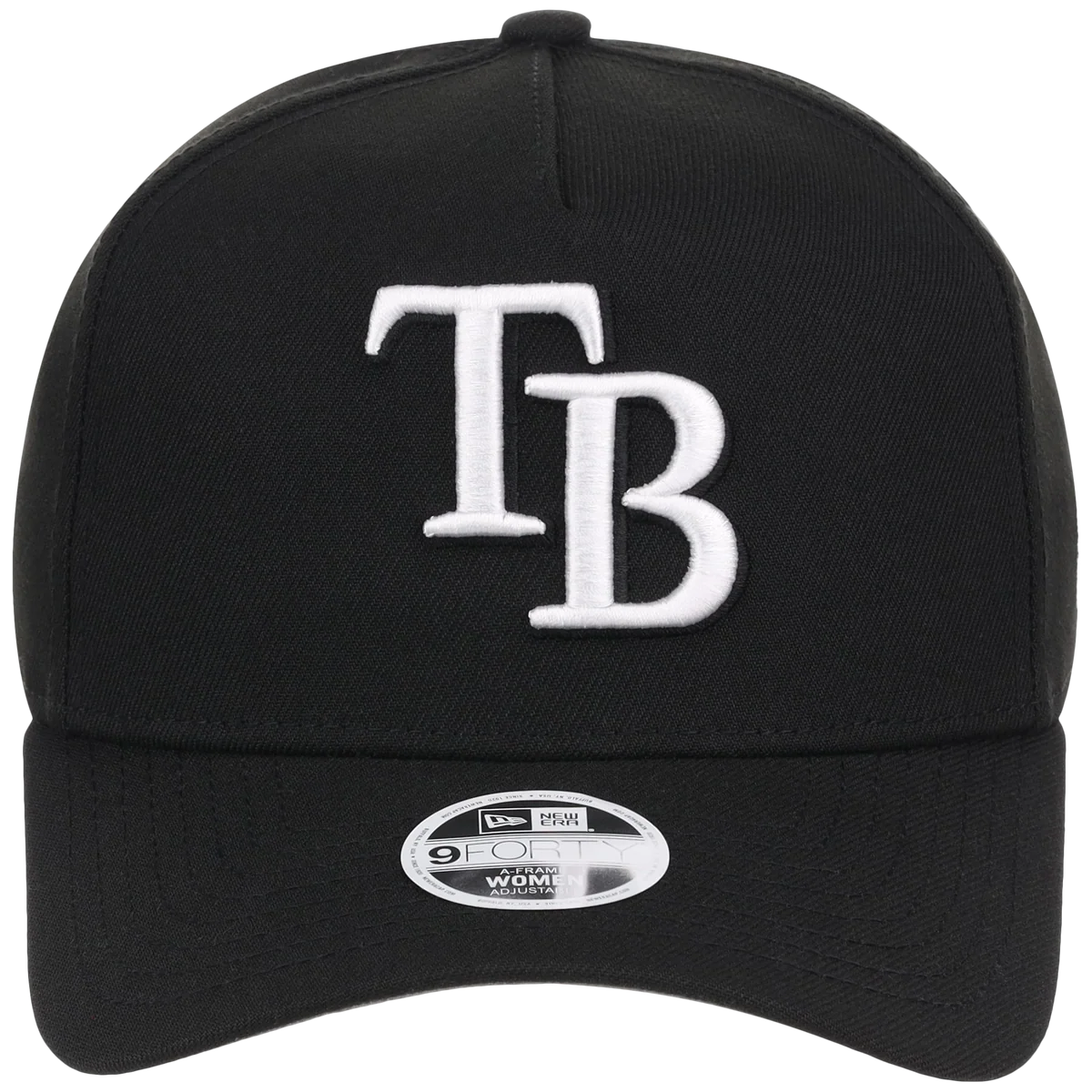 Tampa Bay Rays Women's New Era 9FORTY Black A-Frame detail view