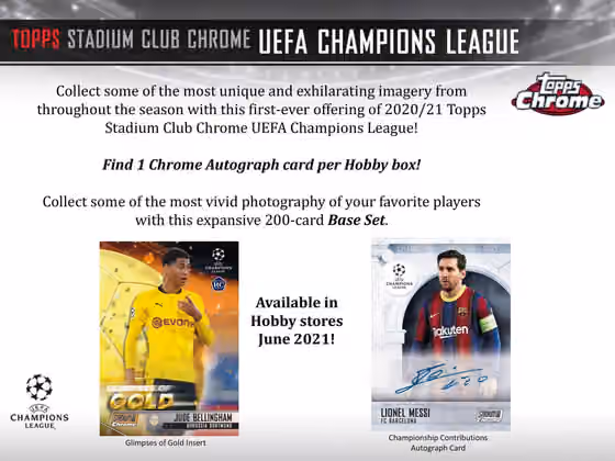 2020/21 Topps UEFA Stadium Club Chrome Champions League Soccer Hobby Box view 2
