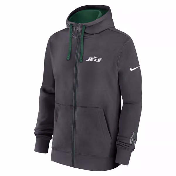 New York Jets Playbook NFL Full-Zip Fleece Hoodie Anthracite view 1