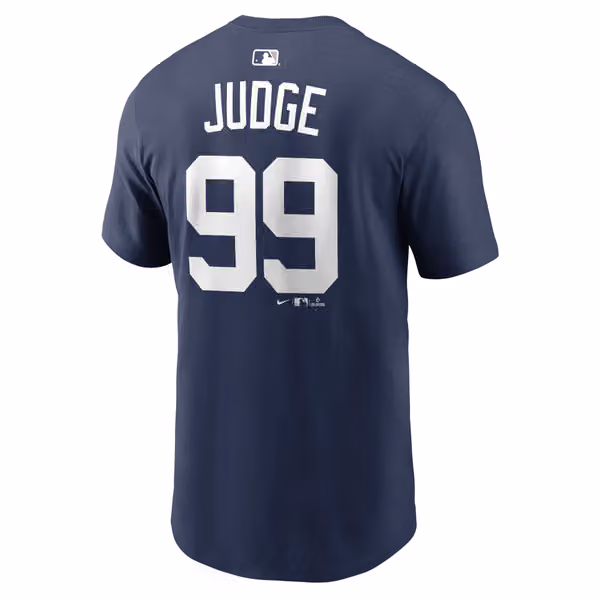 Aaron Judge #99 New York Yankees Player MLB T-Shirt Navy view 3