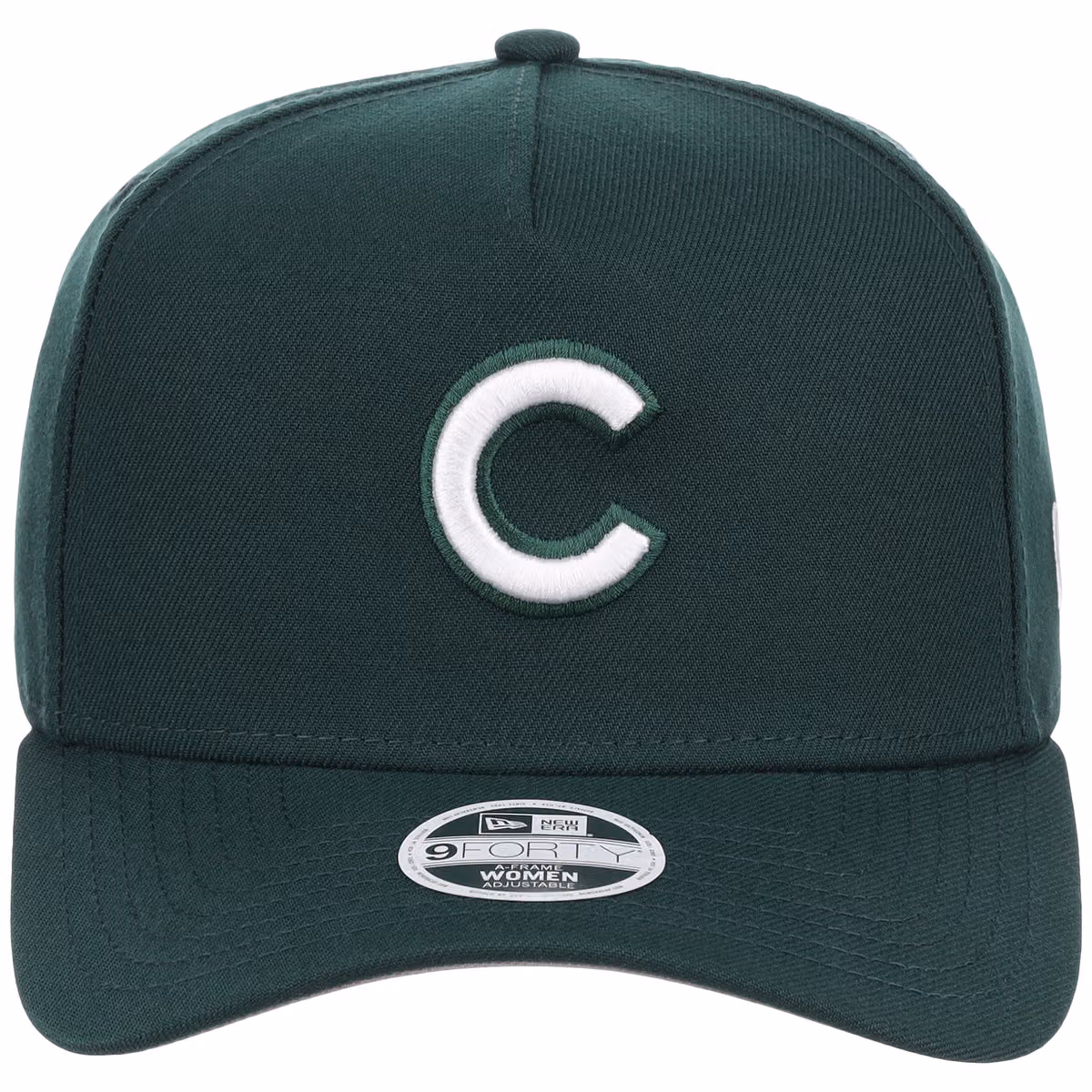 Chicago Cubs Women's New Era 9FORTY Dark Green A-Frame detail view