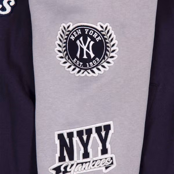 New York Yankees Full Snap Patch Jacket Navy/Gray view 4